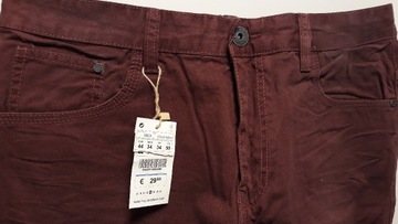 bordowe bawełniane spodnie męskie PULL&BEAR eur 44