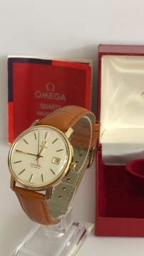 Omega Seamaster 14K, złoty zegarek, komplet, SUPER