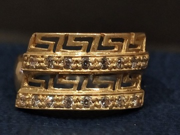 Złoty pierścionek p.585 3g wzór grecki. Na prezent