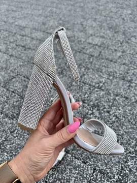 Sandały szpilki Steve Madden Crystal cyrkonie 36