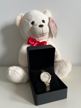 Elegancki zegarek Złoty Bling + Miś na dzień dziecka