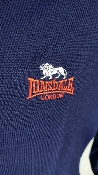 Lonsdale nowy sweter v neck logo r. M granatowy