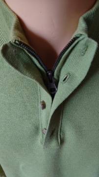 Massimo Dutti sweterek męski L seledynowy zielony bawełna wełna