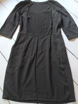 Sukienka mała czarna plisowana kieszenie 3/4 XL42