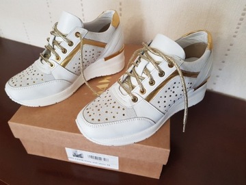 Skórzane sneakersy białe SAWAY Palena d'oro nr 38