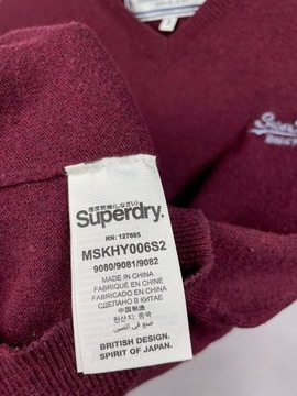 SuperDry Burgundowy Sweter w Serek - Rozmiar S