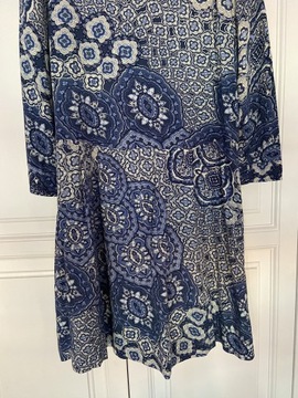 H&M SUKIENKA NIEBIESKA BOHO WISKOZA ROZM.34 JAK 38