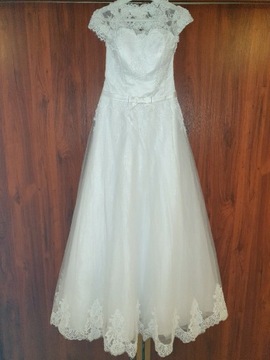 Suknia ślubna biała koronkowa 38 172 cm plus obcas