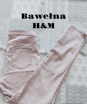 Spodnie pudrowy brudn róż łososiowy H&M 40 bawełna