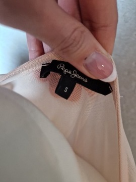 Piękna haftowana bluzka Pepe Jeans S 36 pudrowy 