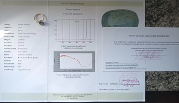 certyfikat złoty pierścionek z szafirem r.17 pr585