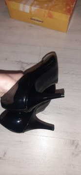 Czarne lakierowane szpilki 8cm buty na obcasie r.40 25,5cm sexy sesje foto