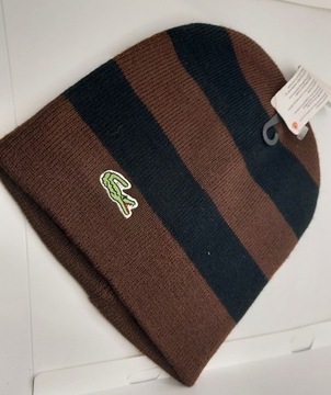 czapka zimowa Lacoste nowa brązowa ob 60 cm T3