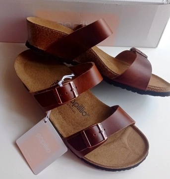 Skórzane sandały Birkenstock  koturn 38 Papillio