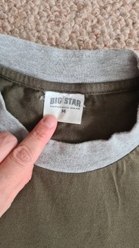 Koszulka Big Star T-shirt zielony khaki brązowy rozm. M bawełniany do lasu