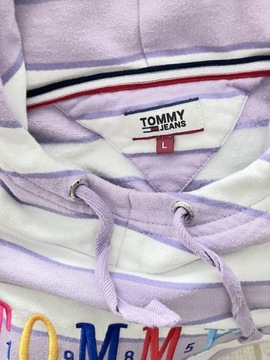 Fioletowa bluza w paski Tommy Hilfiger L oversize