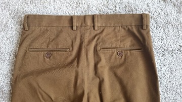 Brązowe spodnie chino H&M, prosty krój, roz. 32