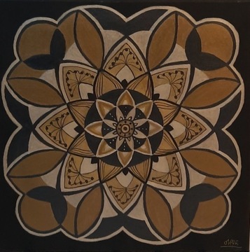 Obraz-Mandala, ręcznie malowany, 40 x 40 cm.