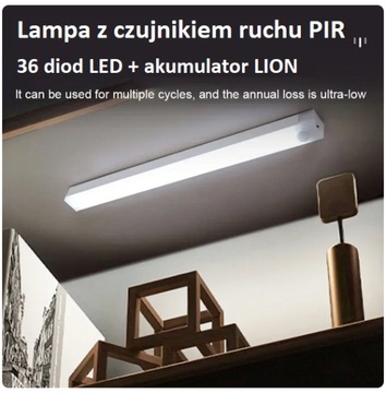 Lampa LED 50cm z czujnikiem ruchu PIR akumulator