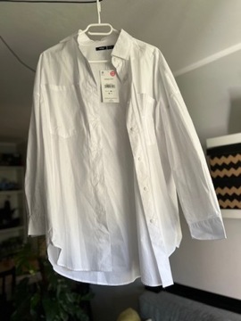 Bawełniana biała koszula oversize Sinsay M L XL 