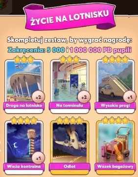 Życie na lotnisku Coin Master zestaw 4 kart Natych