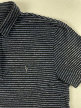 Koszulka Polo w paski Allsaints S granatowa