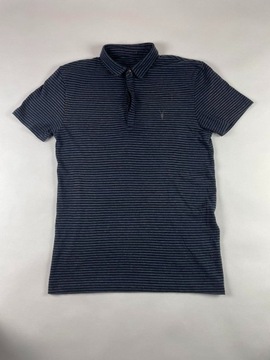 Koszulka Polo w paski Allsaints S granatowa