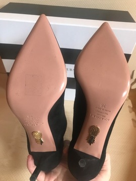 Aquazzura Saint Honore botki zamsz 38 szpilka