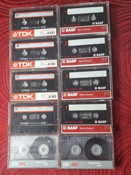 10 kaset audio używanych BASF, TDK, Raks.