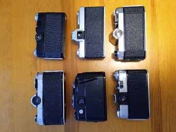 Kolekcja sześciu aparatów PRAKTICA ZENIT RICOH