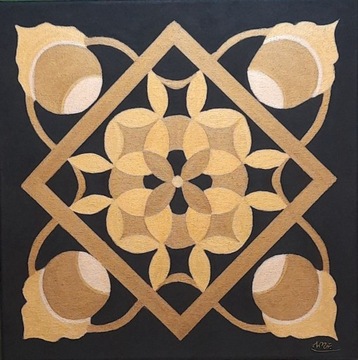 Obraz-Mandala, ręcznie malowany, 40 x 40 cm.