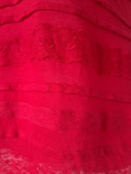 Czerwona lniana bluzka z haftem Laura Ashley rozmiar 42