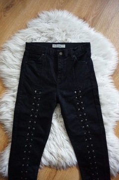 Topshop Jamie czarne spodnie rurki rock goth punk