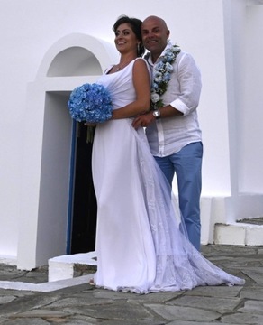 Suknia ślubna z trenem w stylu greckim rozmiar 38M