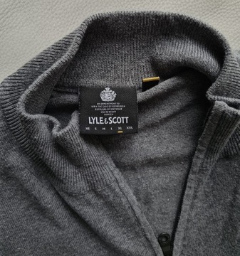 Lyle & Scott męski sweter szary szkocki halfzip