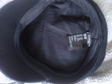 H&M czapka kaszkiet beret czarna S/54