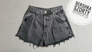Bershka jeansowe szorty grafitowe czarne rozmiar 36 XS/S krótkie high waist
