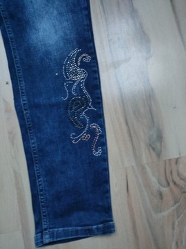 Tredy damskie ciemny jeans rurki cyrkonie 42 XL 