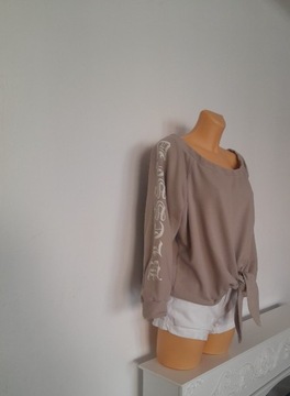 Jasnobrązowa krótka bluza oversize z długim rękawem Fashionnova r. L / XL 