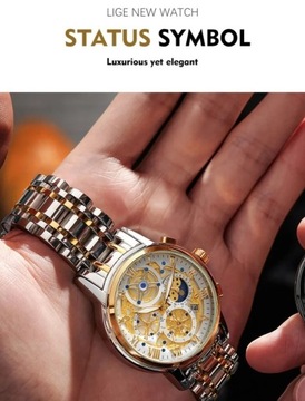 Zegarek kwarcowy LIGE męski modny chronograf