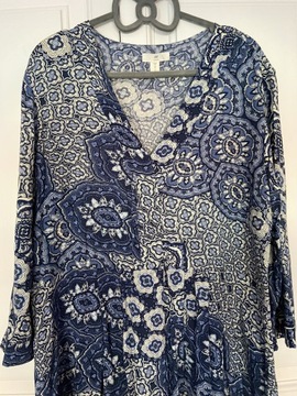 H&M SUKIENKA NIEBIESKA BOHO WISKOZA ROZM.34 JAK 38