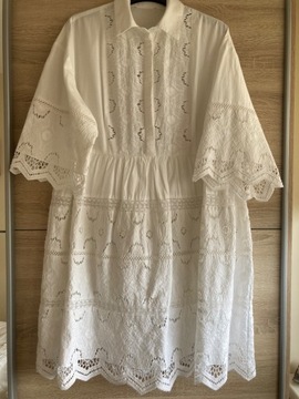 Asos- biała sukienka, letnia, hafty r. 38
