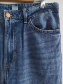 H&M WIDE ultra high  spodnie jeansy dziury XL