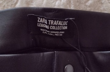 (40/L)ZARA/Skórzane Legginsy z Madrytu,rurki,NOWE 