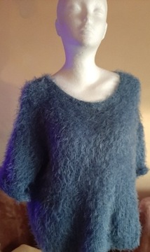 kudłaty kobiecy sweterek, r. 38, niebieski. 