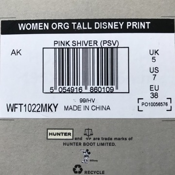 Różowe wysokie kalosze HUNTER Mickey Mouse Disney