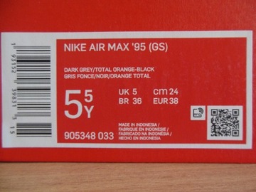 38 Buty Szare Nike Air Max 95 Grey Orange