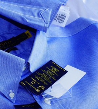 Koszula Polo Ralph Lauren M 39 Imperial semi-shiny stretch  niebieska