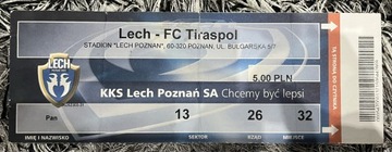 Bilet kolekcjonerski Lech - Tiraspol
