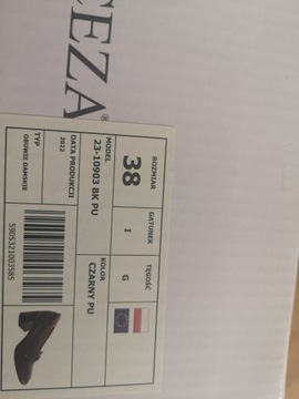 Buty Vinceza czarne 38 półbuty czółenka 